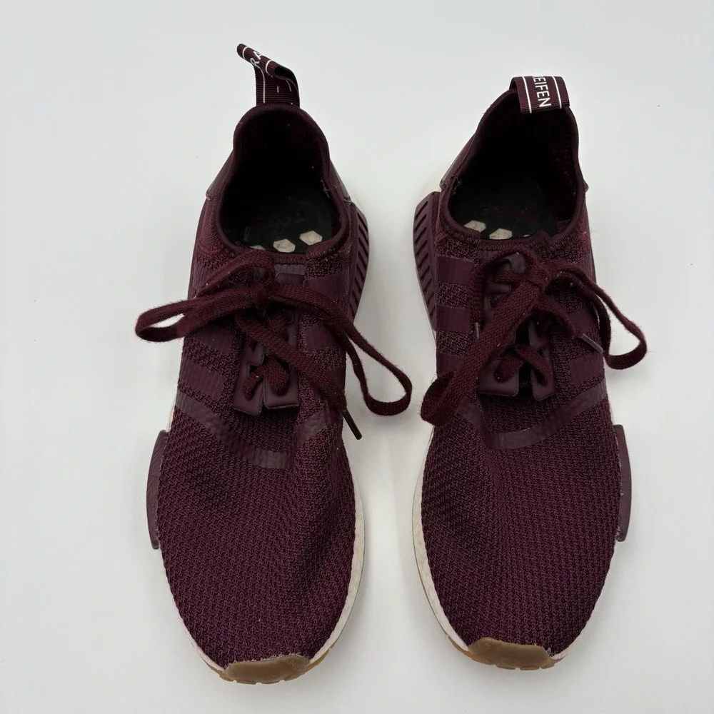 ADIDAS NMD R1 Men 8‎ Maroon Knit Running Sneaker Burgundy Gum Bottom EG2937